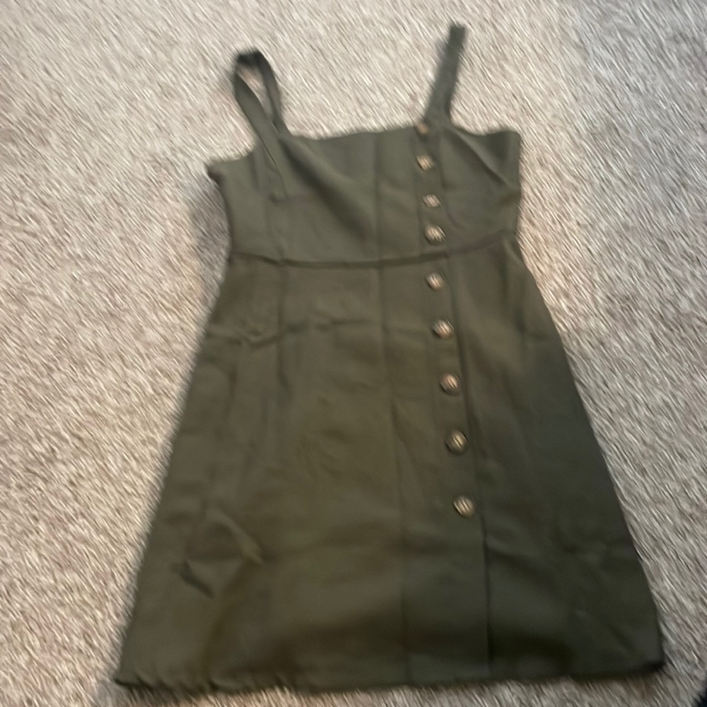 Hunter green Pinafore dress with buttons
